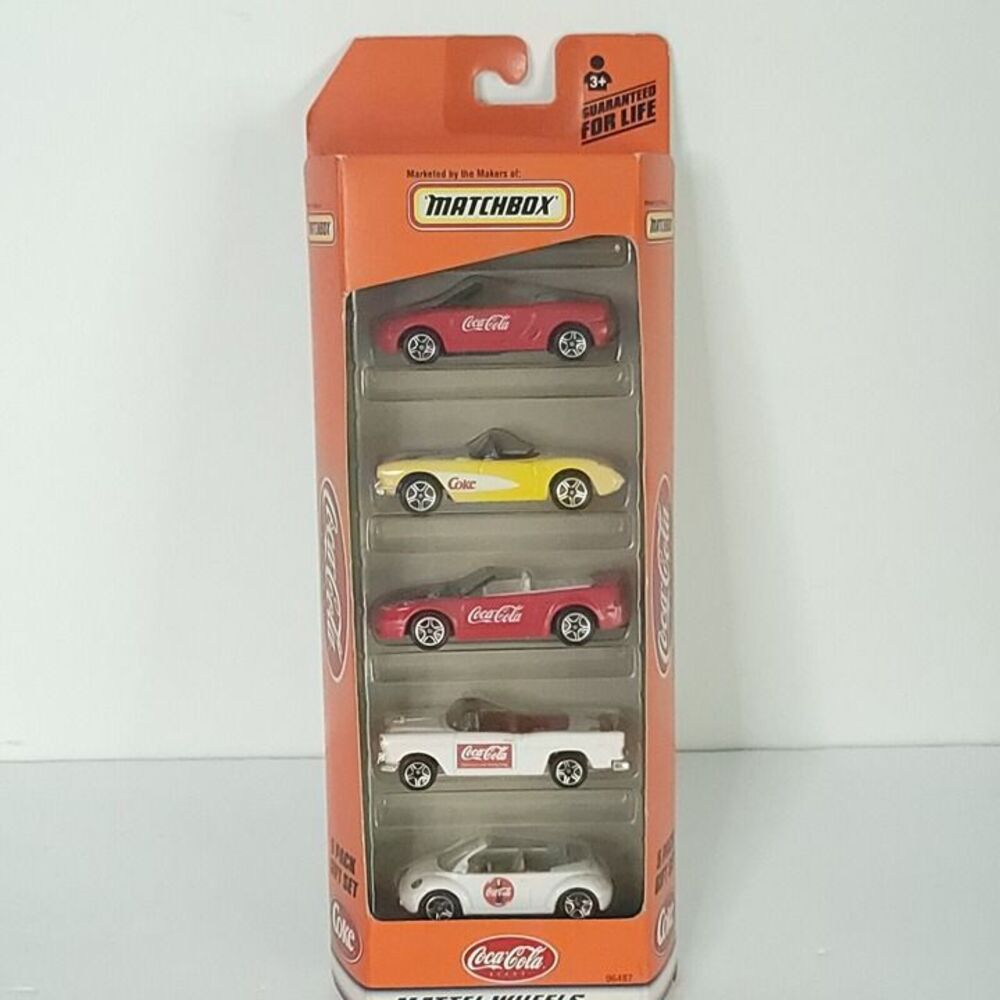 Coca-Cola 1999 Matchbook 5-Pack Gift Set Mattel Wheels #96487 New In Box
